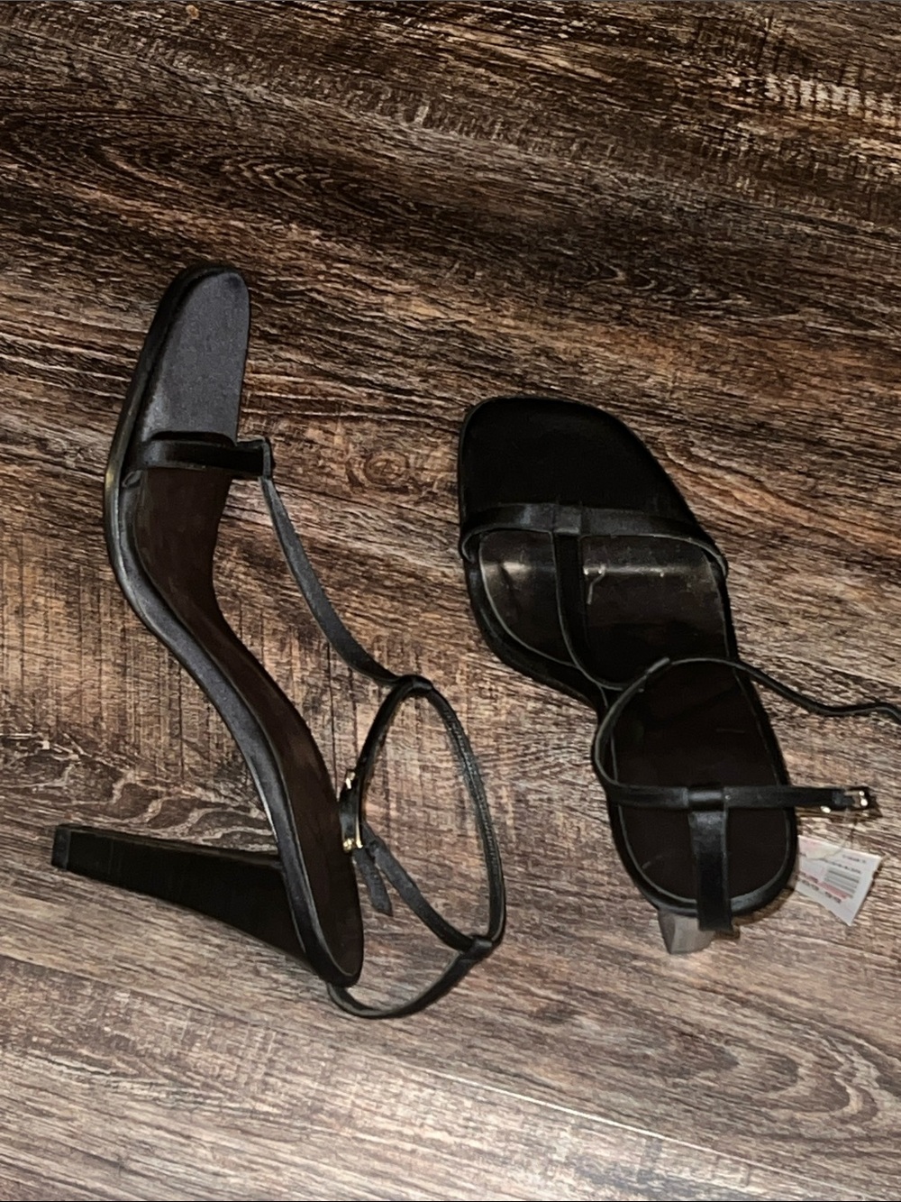 Calvin Klein Black Strappy Square-Toe Heel Sandals